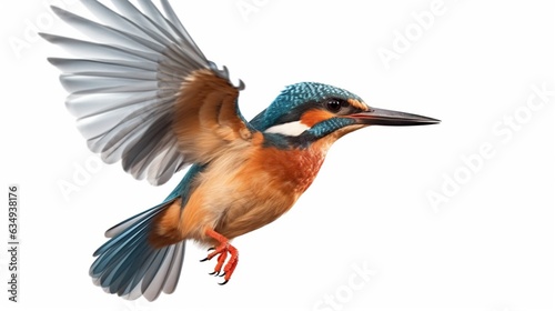 Common flying kingfisher isolated on white background Generative Ai