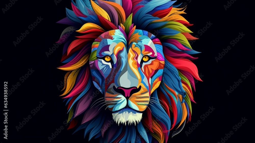 creative marble lion king head on pop art style with Generative Ai