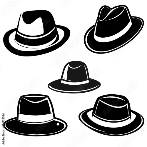 Hats. Female and male headwear, derby and cowboy, straw hat, cap, panama and cylinder. Summer women vintage fashion hats vector set. Illustration female and male accessory ca or hat