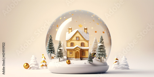 Xmas ornaments Glass ball Christmas in the snow, AI generate