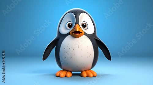 Cute peguin using a binnie and scarf cartoon very simp Generative Ai