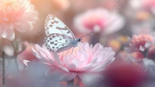 Delicately pink romantic natural floral background wit Generative Ai