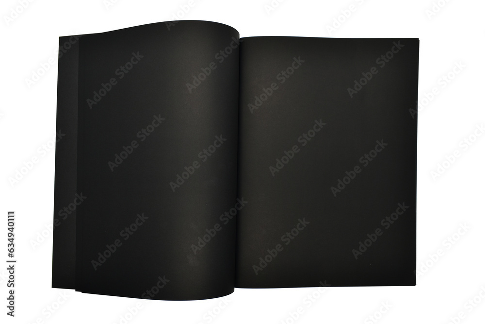 blank open black notebook isolated on white background, craft paper texture blank open black notebook isolated on white background, craft paper texture