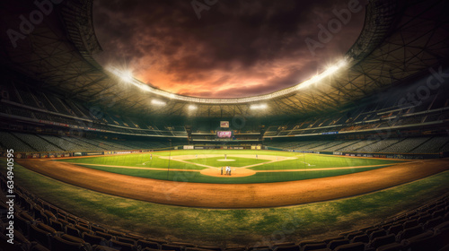 Arena of baseball grand, Professional baseball grand arena in light rays. © tong2530
