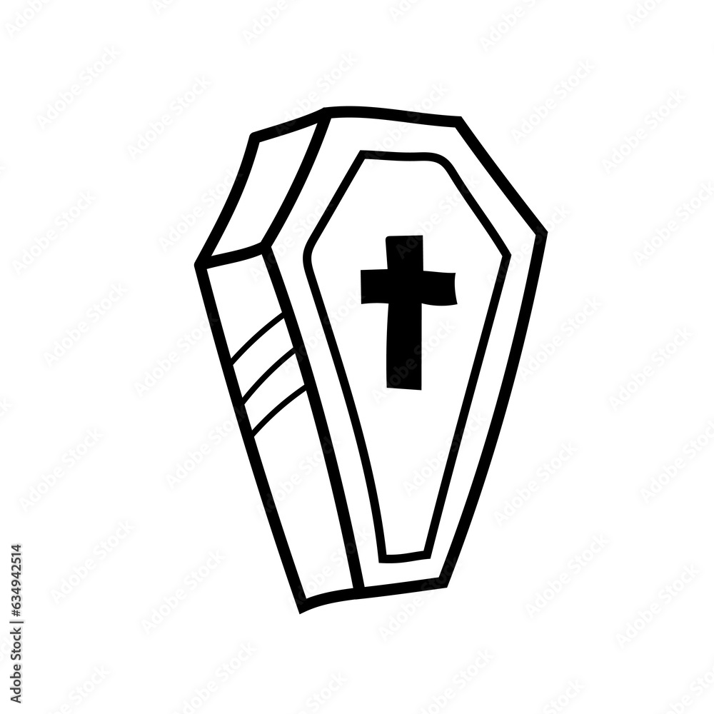 Obraz premium Halloween coffin doodle