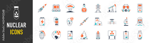 Nuclear icons bundle. Premium style Icon. Vector illustration	

