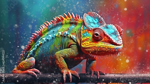 Painted animal with paint splash painting technique on Generative Ai