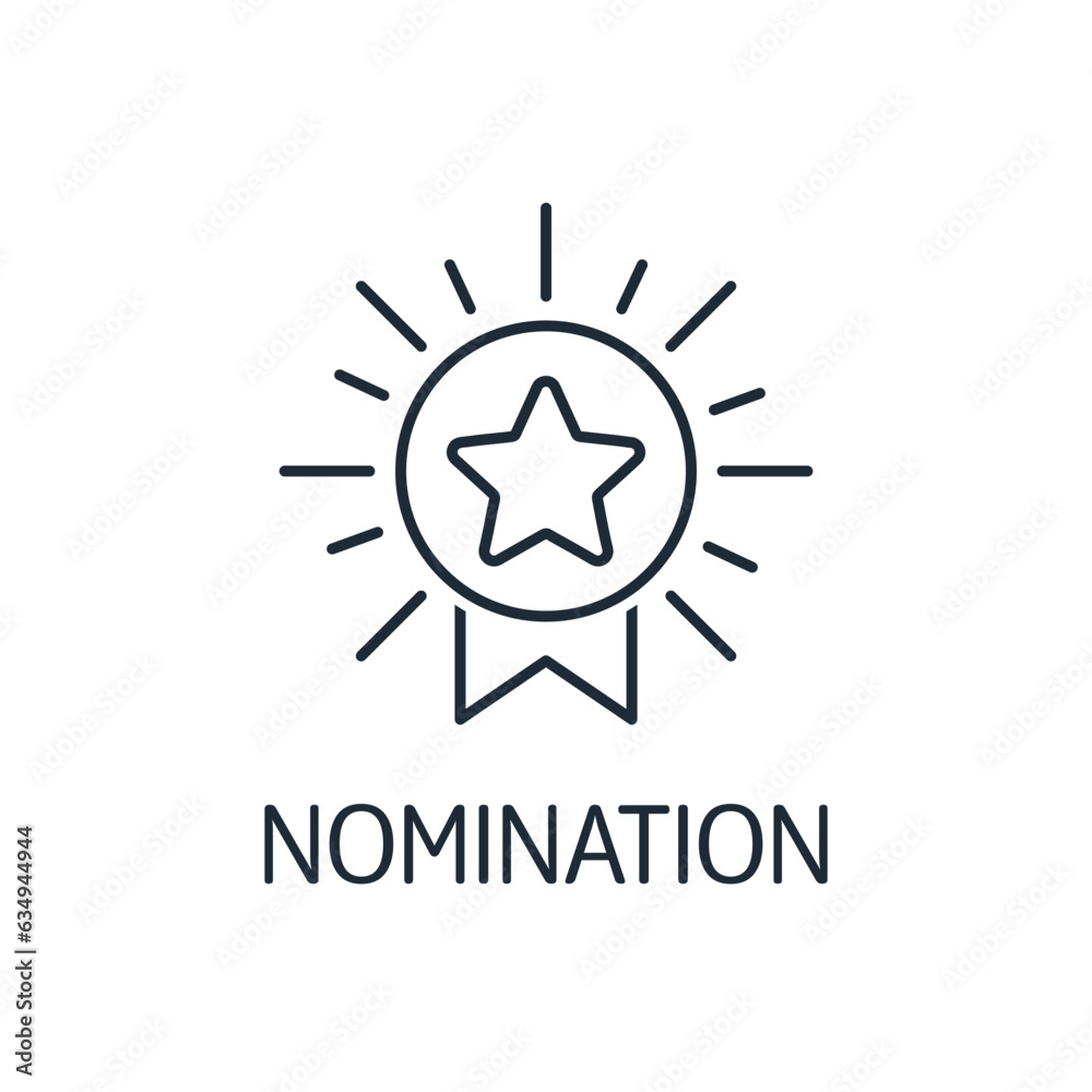 Label of nominating. Vector linear icon isolated on white background. Label of nominating. Vector linear icon isolated on white background.