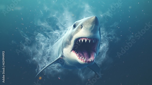 Shark with an open mouth and big teeth as a digital il Generative Ai