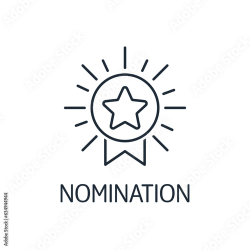 Label of nominating.  Vector linear icon isolated on white background.