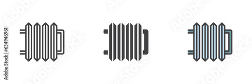 Radiator heater different style icon set.