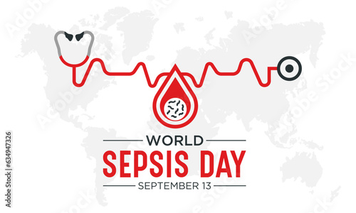 World Sepsis day is observed every year on September 13. Vector template for banner, greeting card, poster with background. Vector illustration.