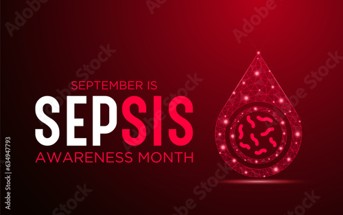 Sepsis awareness month is observed every year in september. September is sepsis awareness month. Low poly style design. Vector template for banner, greeting card, poster with geometric background. photo