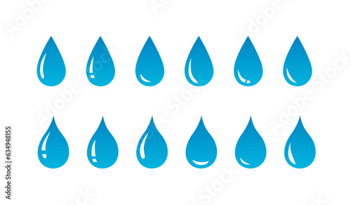 Set of blue water drops  splash  drips of paint  pouring water  spray icons