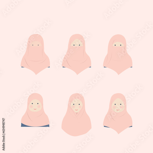 Various Hijab Girl Style in Illustration Set photo