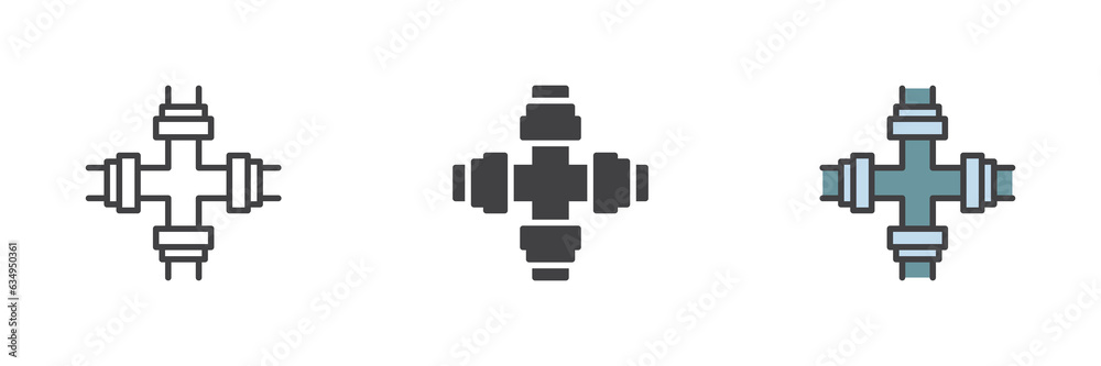 Fototapeta premium Cross pipeline different style icon set