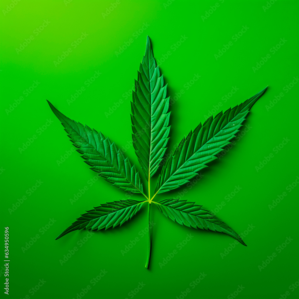 cannabis leaf on green cannabis leaf on green