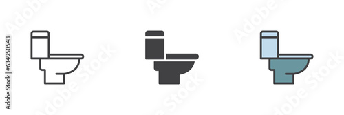 Toilet bowl different style icon set photo