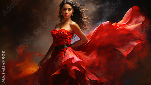 latin american, mexican, traditional, folklore, regional colorful, dancer, red dress