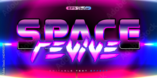 Old School 80s space revive retro futuristic shiny metallic editable text effect