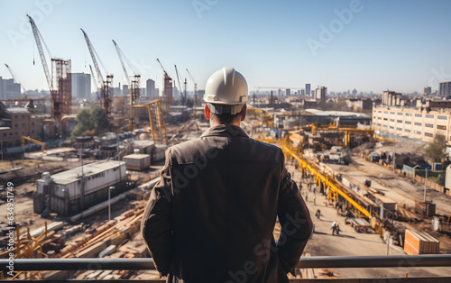 engineer at construction view from behind