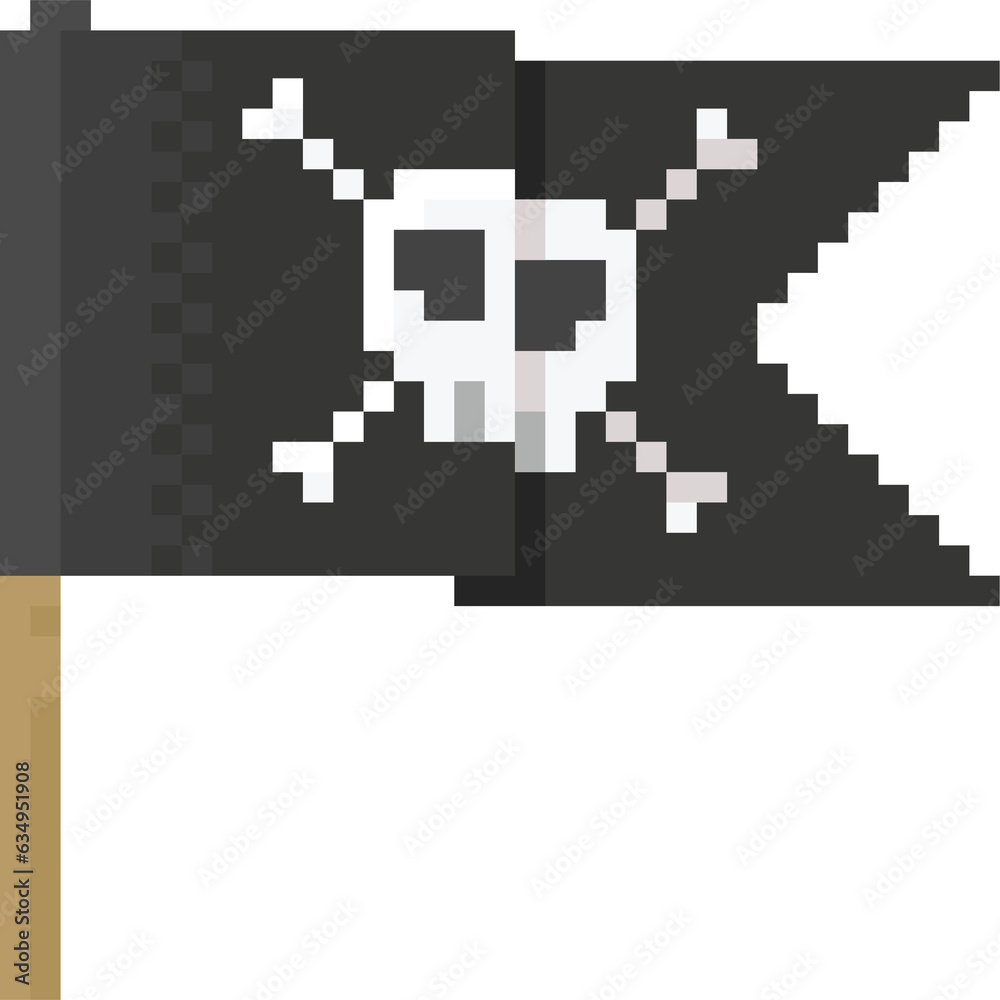 Pixel art black pirate flag Pixel art black pirate flag