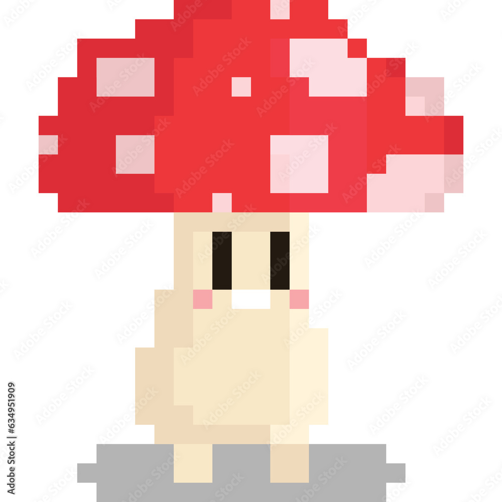 Pixel art cartoon mushroom character 2 Pixel art cartoon mushroom character 2