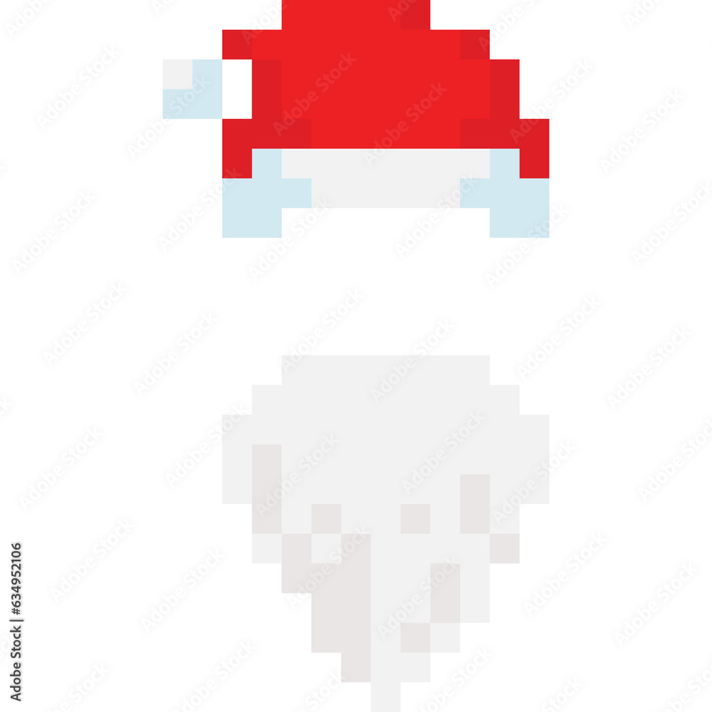 Pixel art santa claus beard with hat