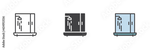 Shower cabin different style icon set