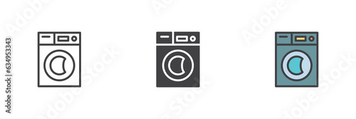 Washing machine different style icon set