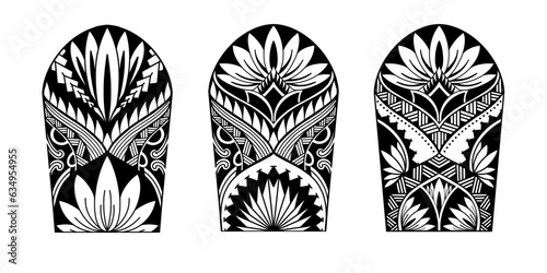 Wrap around arm polynesian tattoo set design. Pattern aboriginal samoan. illustration EPS10