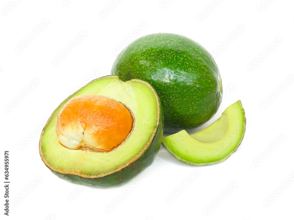 Fresh organic avocado laying on white background. Fresh organic avocado laying on white background.