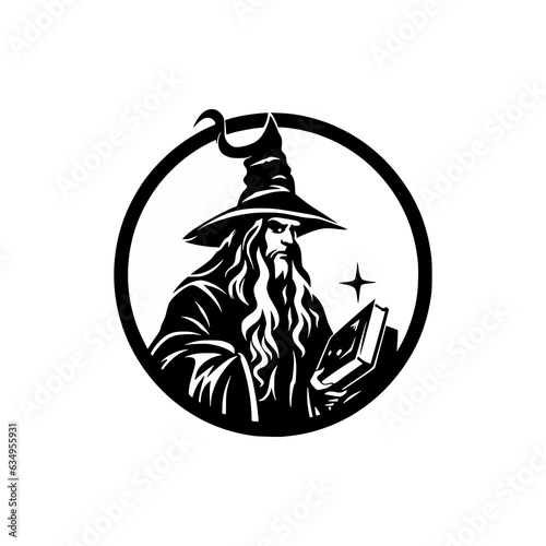simple wizard sorcerer style magic logo vector illustration template design