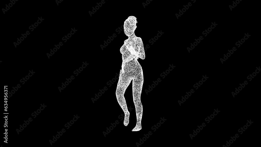 3D Running Woman rotates on black bg. Sports Fitness concept. Healthy lifestyle. Business advertising backdrop. For title, text, presentation. 3d animation 60 FPS 3D Running Woman rotates on black bg. Sports Fitness concept. Healthy lifestyle. Business advertising backdrop. For title, text, presentation. 3d animation 60 FPS