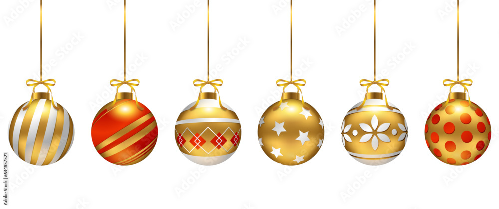 A set of Christmas decorations in different patterns, suitable for posters, cards, sale decorations