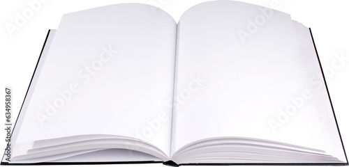 An open book with empty pages isolated on a transparent background