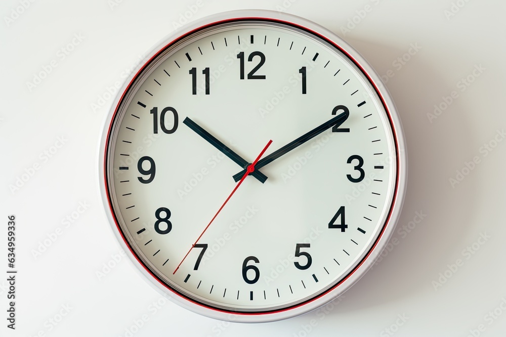 Photo metal office clock with numbers on white wall as Background Photo metal office clock with numbers on white wall as Background