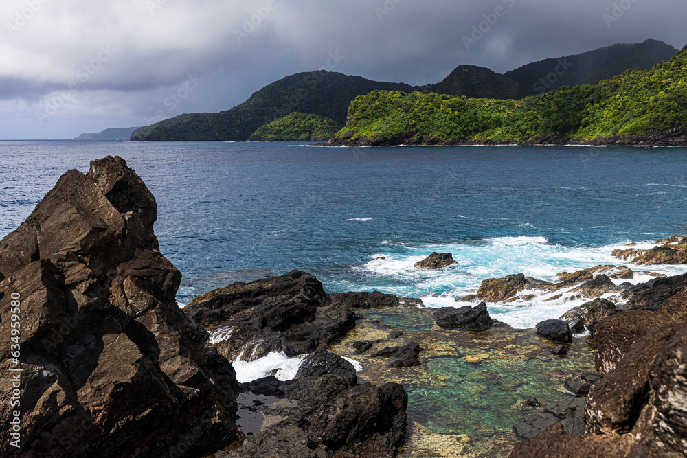 Beautiful landscape view of the National Park of American Samoa on the island of Tutuila.