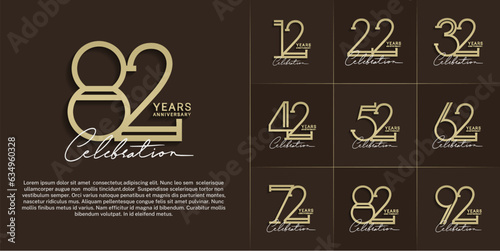 set of anniversary logotype gold color and white calligraphy for special celebration event