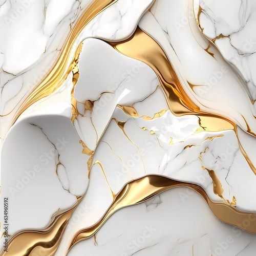 White marble with golden stripes generative ai