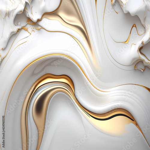 White marble with golden stripes generative ai