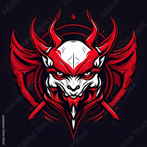 A logo for a business or sports team featuring a devil head 
that is suitable for a t-shirt graphic.   photo