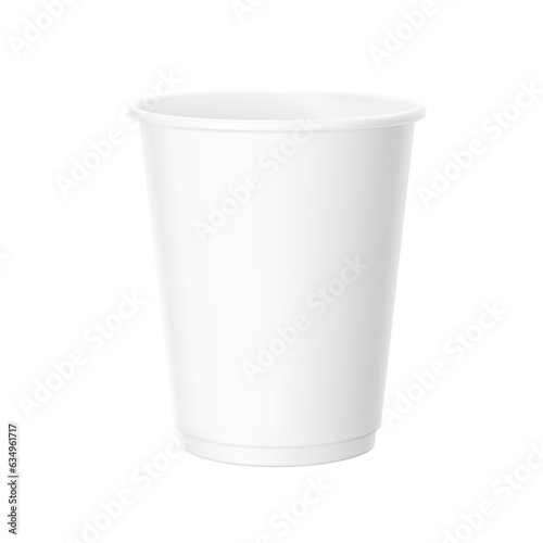 Realistic blank paper cup mockup with double side wall. Coffee to go, take out mug. Vector illustration isolated on white background. EPS10.	