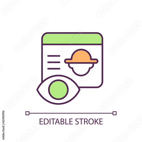 Staff selection RGB color icon. Hiring farm worker. Manual labor. Performance evaluation. Employee monitoring. Isolated vector illustration. Simple filled line drawing. Editable stroke