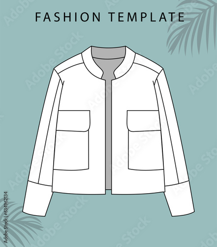  jacket fashion flat sketch template