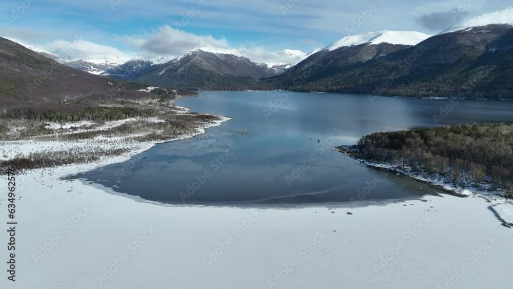 Escondido Lake At Ushuaia In Fin Del Mundo Argentina. Snowy Mountains. Nature Landscape. Fin Del Mundo Argentina. Lakes Background. Escondido Lake At Ushuaia In Fin Del Mundo Argentina. Escondido Lake At Ushuaia In Fin Del Mundo Argentina. Snowy Mountains. Nature Landscape. Fin Del Mundo Argentina. Lakes Background. Escondido Lake At Ushuaia In Fin Del Mundo Argentina.