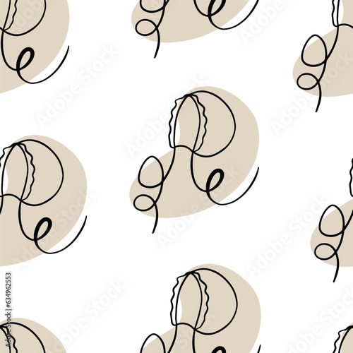 Seamless pattern Doodle christening cap. Baptize the baby. Newborn clothes