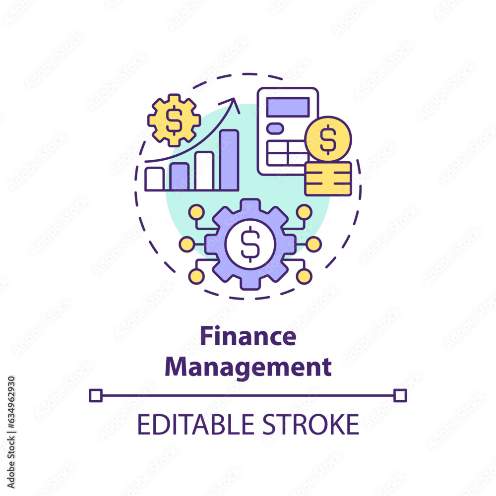 Editable finance management icon concept, isolated vector, enterprise resource planning thin line illustration.