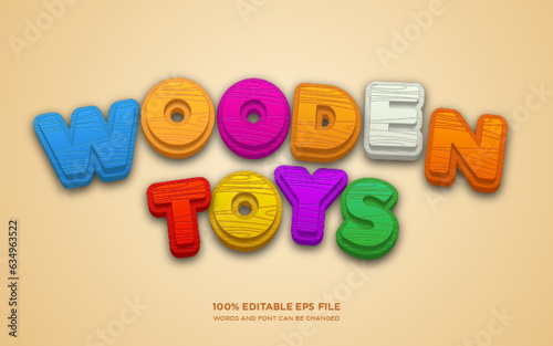 Wooden Toys 3D editable text style effect