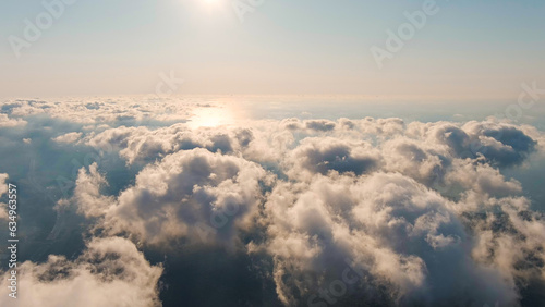 Istanbul, Turkey. View of the Black Sea through the clouds. Flight in the clouds. Sunset time., Aerial View © nikitamaykov